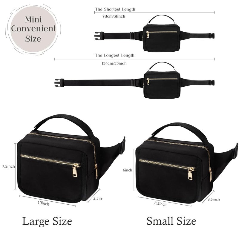 printe Small Diaper Bag with Portable Changing Pad, Crossbody Fanny Pack with Wipes Pocket for Stroller, Women Waist Bag for Travel, Black Large - Image 4